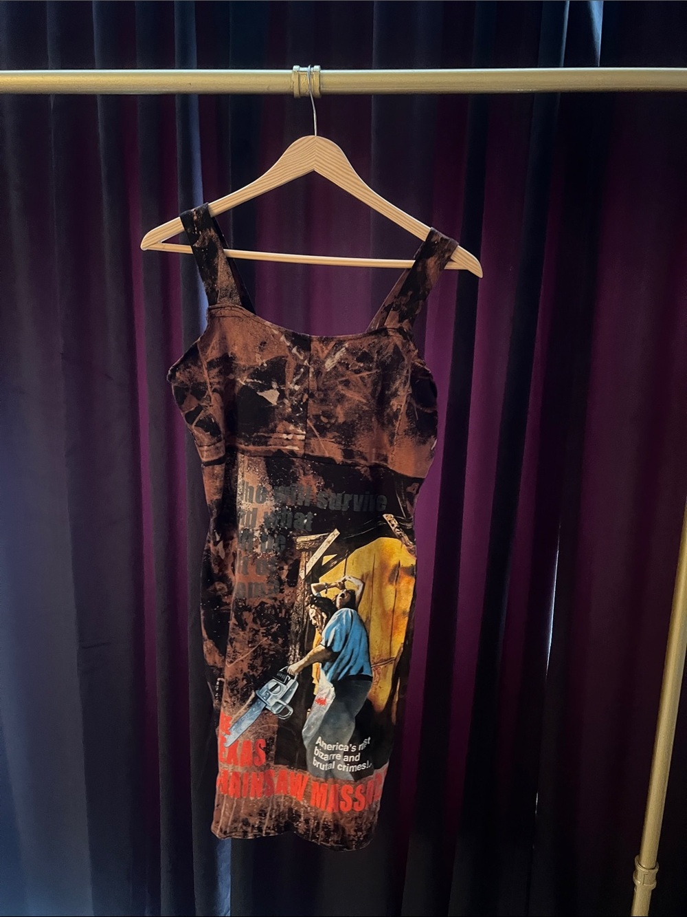Graphic Print Brown Sleeveless Midi Dress